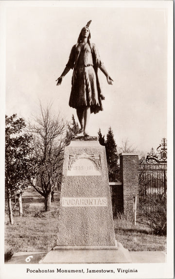 Pocahontas Monument Jamestown VA Virginia Postcard 