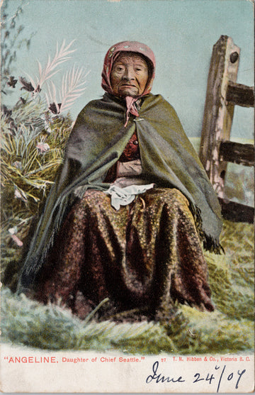 Angeline Daughter of Chief Seattle Indigenous Woman c1907 Hibben Postcard SP8