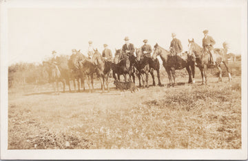 Men on Horses Horseback Ranchers Dog Postcard 