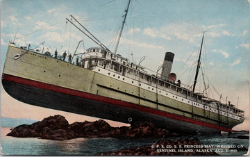 SS 'Princess May' wrecked on Sentinel Island Alaska Postcard 