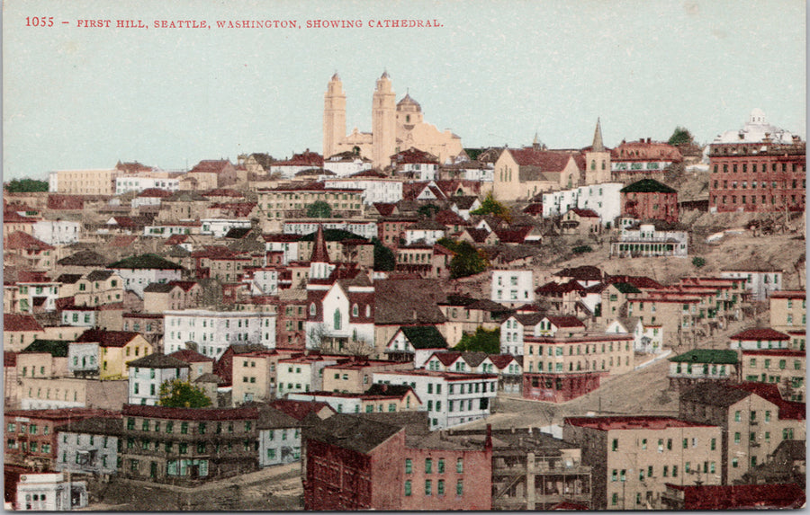 Seattle WA First Hill showing Cathedral Postcard 