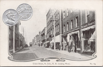Coin Card St. John New Brunswick Union Street #64 Postcard 