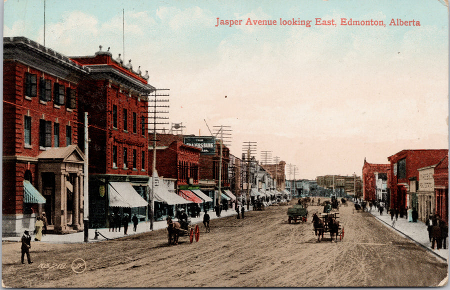 Edmonton Alberta Jasper Avenue looking East Postcard 