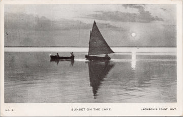 Jackson's Point Ontario Sunset On The Lake Boats Postcard 