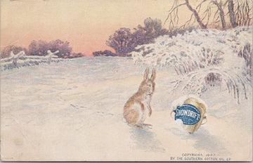 Southern Cotton Oil Advertising Snowdrift Rabbit Winter Scene Postcard