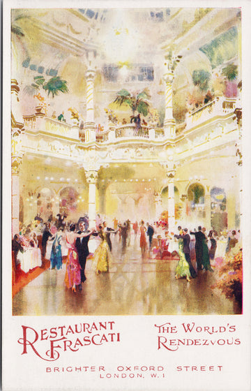 Restaurant Frascati Advertising London England UK People Dancing Ballroom Postcard 