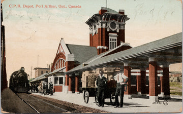 CPR Depot Port Arthur Ontario Train Station c1911 Postcard SP8