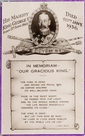 King George V In Memoriam Our Gracious King Postcard 