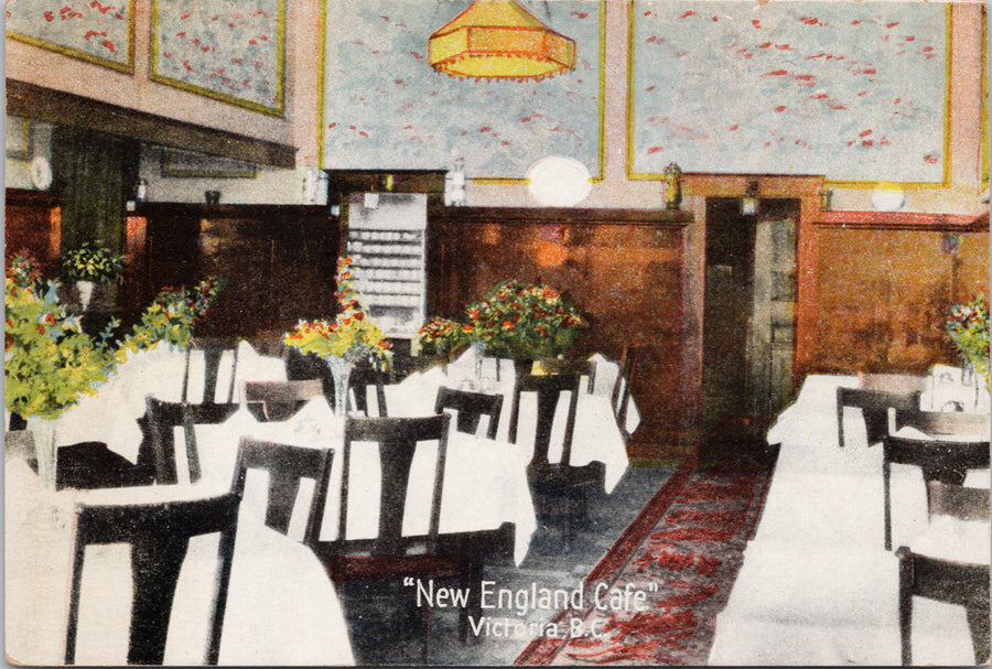 Victoria BC New England Cafe Vancouver Island Leonard Frank Postcard SP8 *as is