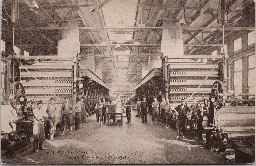 Powell River BC #1 & 2 Machines Plant Workers Ellis Technical Press Postcard