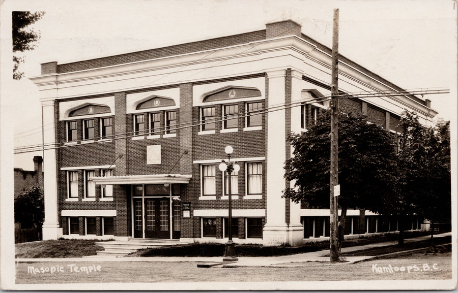 Kamloops BC Masonic Temple c1925 A.G. Taylor Real Photo Postcard 