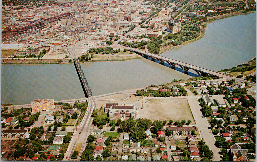 Saskatoon Saskatchewan Aerial View Unused Vintage Postcard