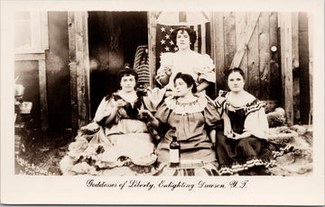 Goddesses of Liberty Dawson Yukon YT Four Women Real Photo Postcard 