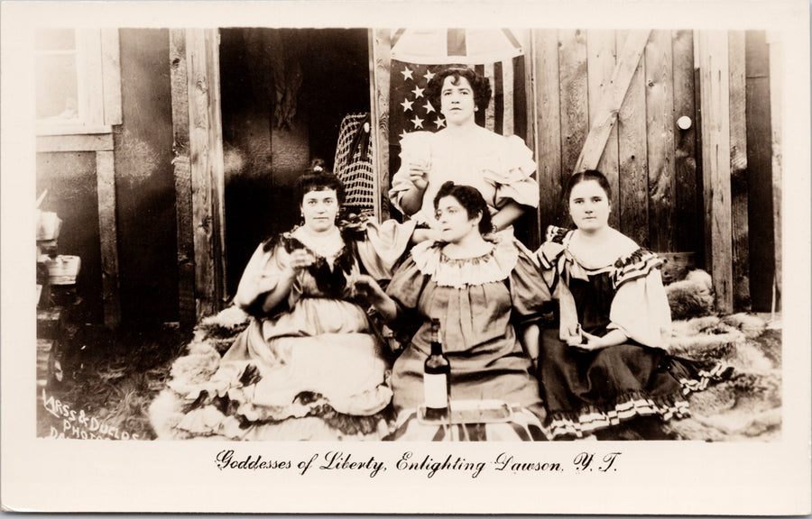 Goddesses of Liberty Dawson Yukon YT Four Women Real Photo Postcard 