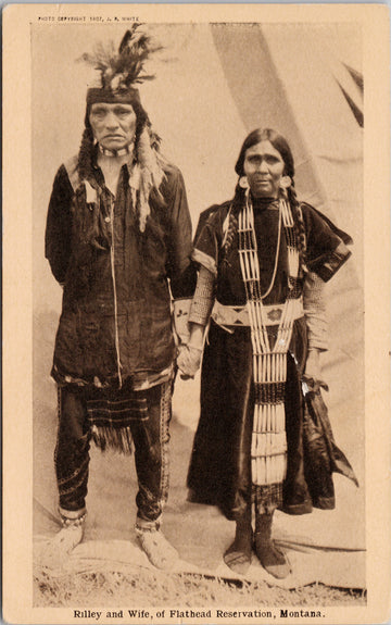 Rilley and Wife Indigenous Couple Flathead Reservation Montana Postcard 