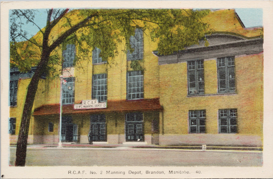 Brandon Manitoba RCAF No. 2 Manning Depot Unused PECO Postcard 