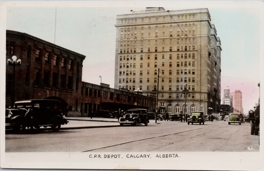 CPR Depot Calgary Alberta AB Palliser Hotel c1930s Gowen Sutton RPPC Postcard 