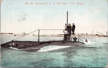 HM Submarine A.4 Royal Navy Sailors Postcard S