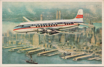 National Airlines 'The Star' Jet Airplane Unused Advertising Linen Postcard 
