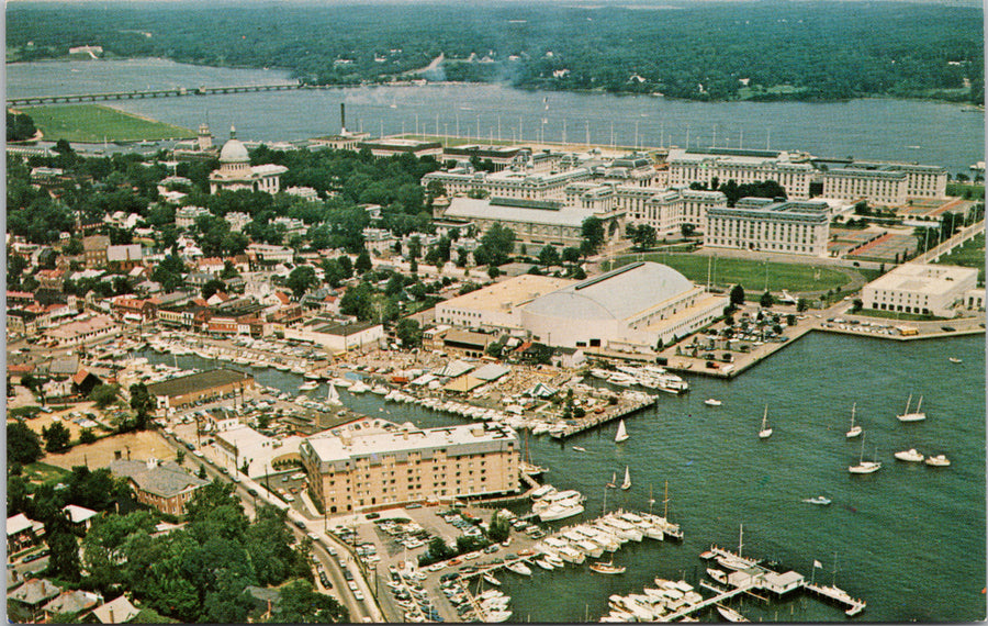 Annapolis Maryland Annapolis Hilton Inn Hotel Aerial View Unused Postcard 