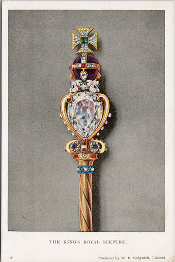 The King's Royal Sceptre British Royalty Unused WF Sedgwick Postcard 