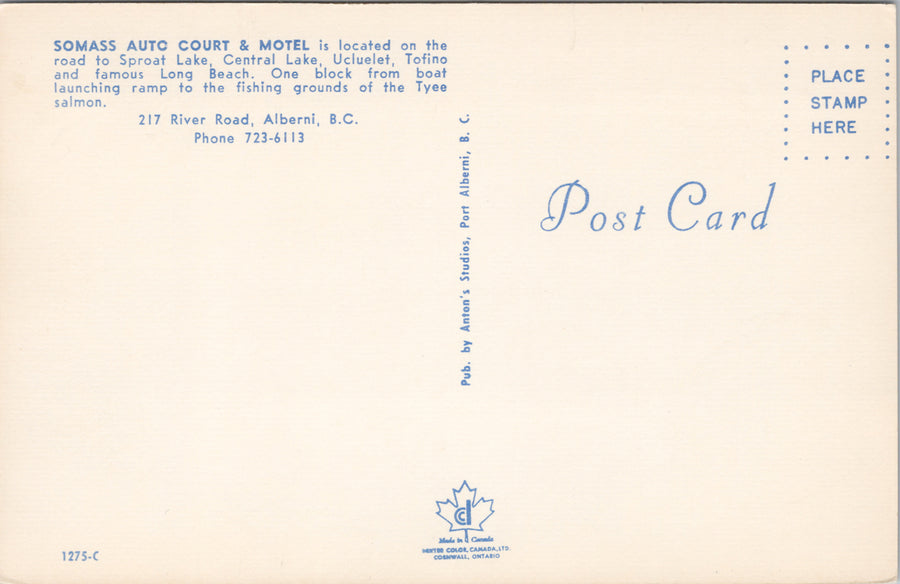 Somass Auto Court & Motel Port Alberni British Columbia Vancouver Island Postcard SP9