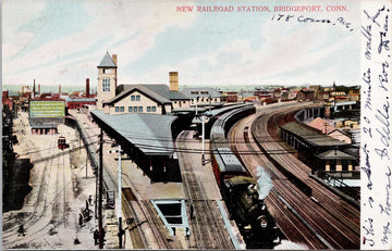 New Railroad Station Bridgeport Connecticut CT Train Depot Bosselman Postcard 