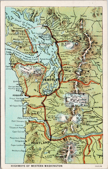 Highways of Western Washington WA Map Pacific Northwest 