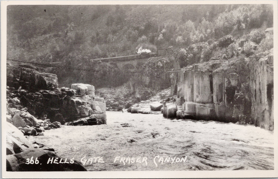 Byron Harmon 366 Hells Gate BC British Columbia Train Railroad RPPC Postcard 