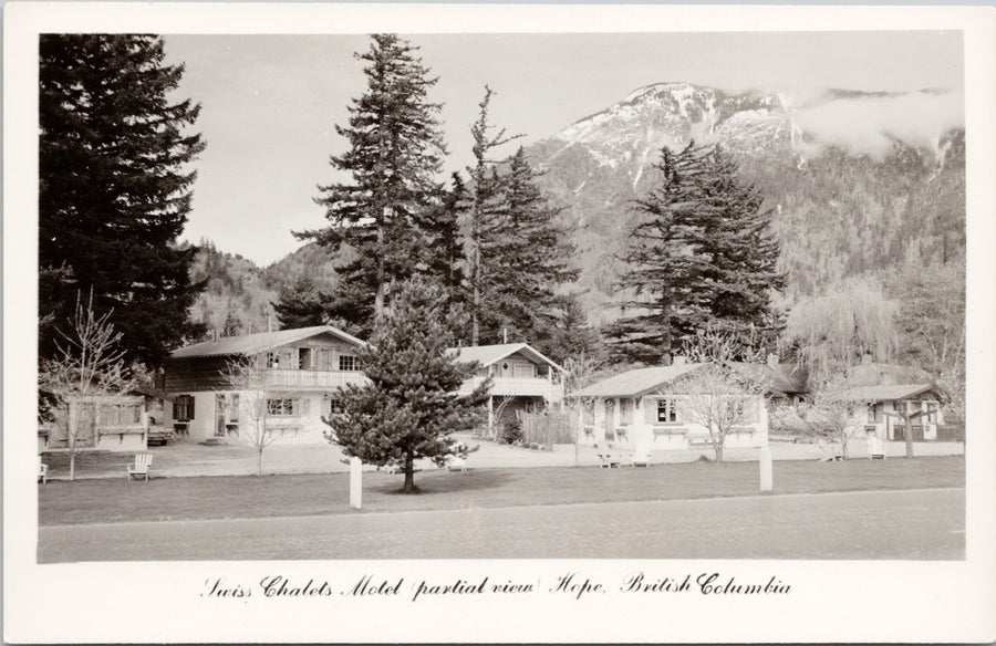 Swiss Chalets Motel Hope BC British Columbia Unused Real Photo Postcard 