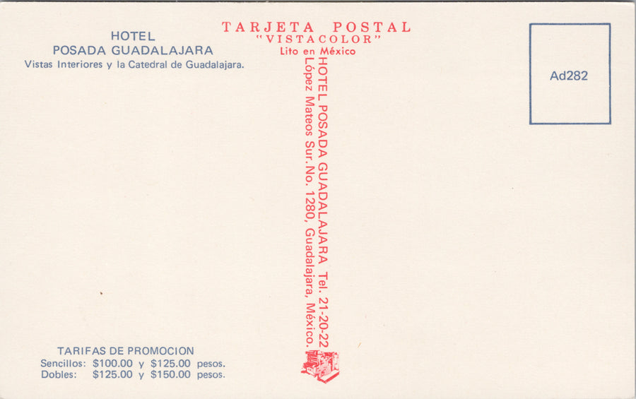 Hotel Posada Guadalajara Mexico Unused Vintage Postcard SP9