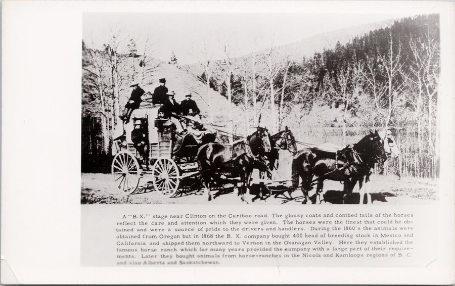 BX Stagecoach near Clinton BC Cariboo Road Postcard 