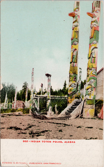  Indian Totem Poles Alaska AK Postcard 