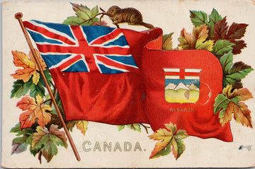 Alberta Patriotic Flag Beaver Maple Leaf AB Tuck #2911 Postcard SP9 *as is