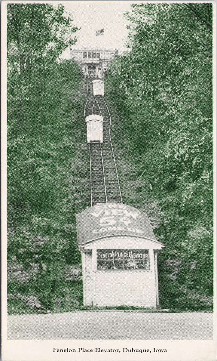 Fenelon Place Elevator Dubuque IA Iowa Fourth St. Lift Postcard