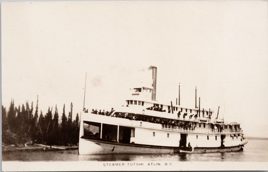 Atlin BC Steamer 'Tutshi' Steamship Ship Unused Real Photo Postcard SP9