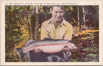 Fisherman Fish Big Beauty from Canada's Bountiful Waterways Postcard SP9