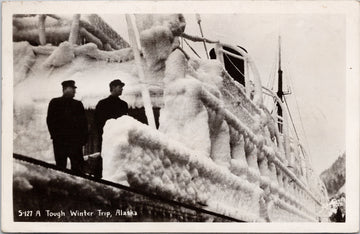 A Tough Winter Trip Alaska AK Ice on Ship Real Photo Postcard SP9
