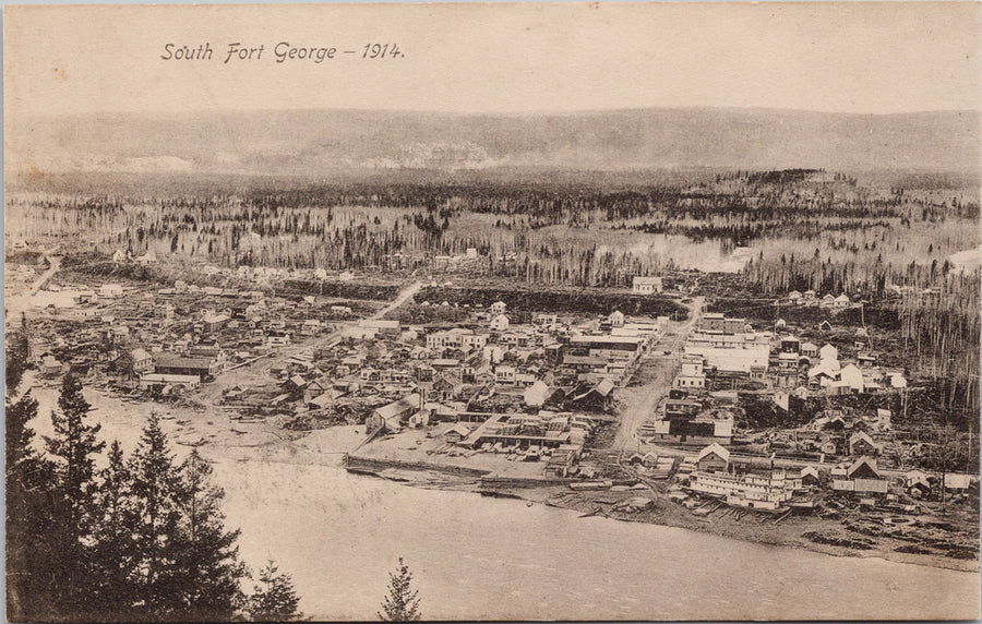 South Fort George British Columbia BC Birdseye Town View Prince George c1914 Bloom Bros Collotype Postcard 