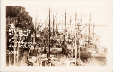 Prince Rupert British Columbia BC Ships Halibut Fishing Boat Postcard 