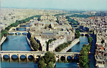 France Paris and River Seine Birdseye Pan Am Airlines Postcard 