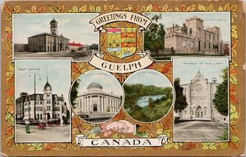 Guelph Ontario ON Patriotic Greetings River Speed Post Office c1911 Postcard 