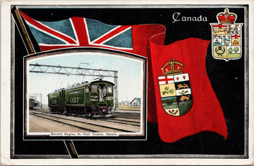 Sarnia Ontario Electric Engine St. Clair Tunnel Patriotic Canada Postcard SP10 *as is