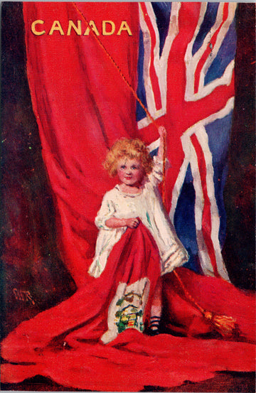 Canada Patriotic Girl Child Red Ensign Flag Unused Artotype Series Postcard 