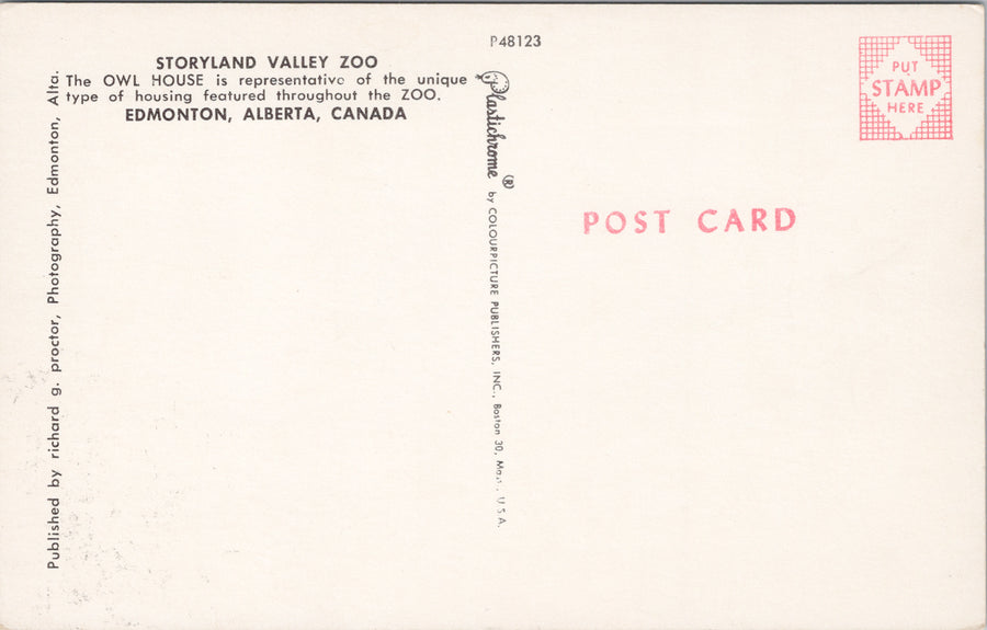 Storyland Valley Edmonton AB The Owl House Children's Zoo Postcard SP10