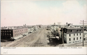 Portage la Prairie Manitoba Street View looking East Unused Warwick Postcard 