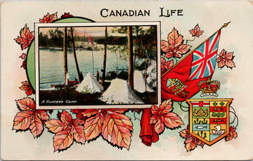 Canadian Life Hunters Camp Patriotic Canada Maple Leaf Red Ensign Postcard