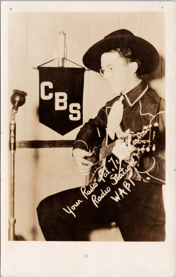 Tex Thorne Musician Guitar Player WABI CBS Radio Station Postcard