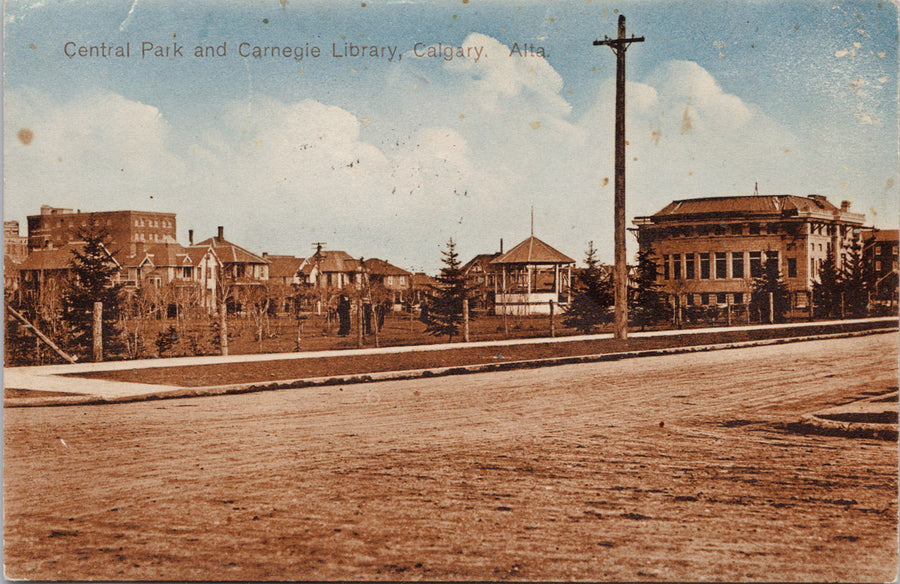 Calgary Alberta Central Park Carnegie Library H. Enida Olive Postcard 