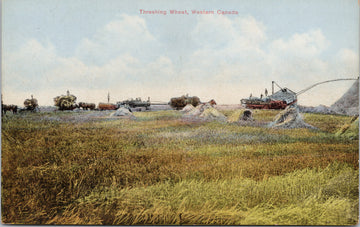 Threshing Wheat Western Canada Agriculture Farming Farm Machinery Unused Rumsey Canadian West Series Postcard 